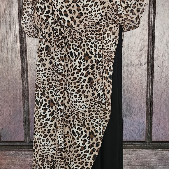 Last Tango Leopard Print Jumpsuit with Chiffon Overlay Large - Picture 13 of 17